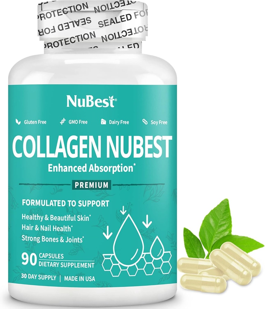 NuBest Kolagen Super Kolagen Peptidy - Revitalizuje pleť, vlasy a nehty - Kostní a kloubní síla - Beauty Kolagen Formule pro muže a ženy - 1500 mg per Serving 124; 1 měsíc Dodávka