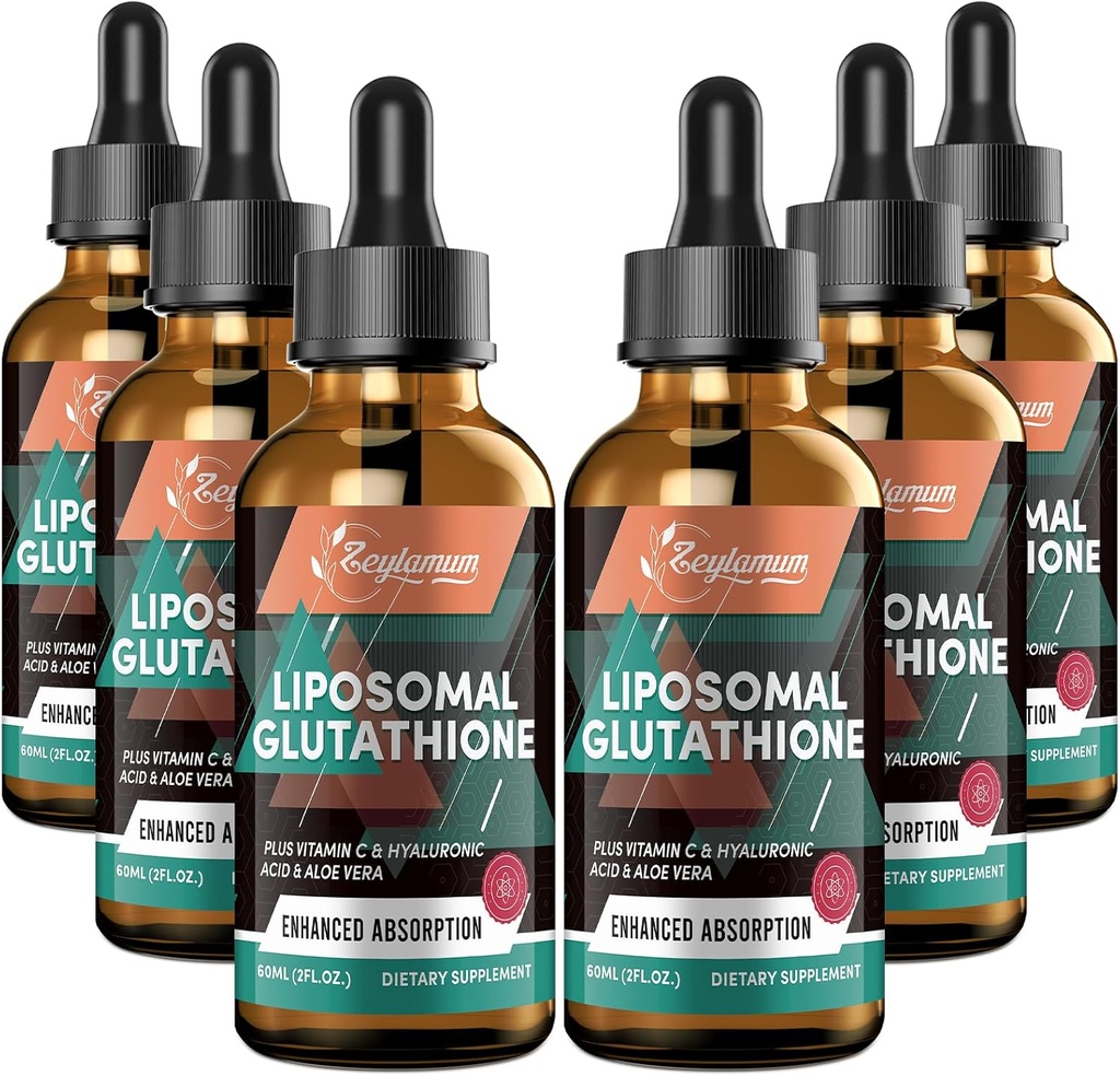 2000MG Lipozomální Glutathion Tekuté kapky, Ultra vysoká absorpce, Přírodní detoxifikace, imunitní systém & Kožní Supprot *, L- Glutathion, Vitamin C & Hyaluronic Acid, Kapsle Alternativní, 12.12 OZ