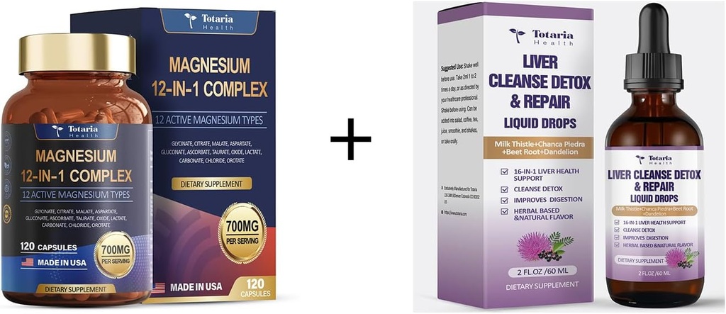 12 z 1 Komplex hořčíku + čistidlo jater Detox a opravy kapalné