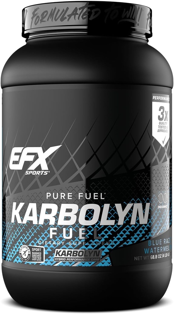 EFX Sports Karbolyn Palivo 124; Fast- Absorbující karbohydrát prášek 124; Carb Load, Setrvalá energie, Rychlá recovery 124; Stimulant Free Factory 124; 36 Servings (Blue Razz Meloun)
