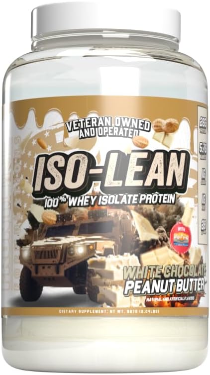 Isolean, 100% syrovátkový protein izolát, nízký cukr, Maximalizovat zotavení, Veteren vlastnil a provozován (28 Služeb, bílé čokoládové arašídové máslo)