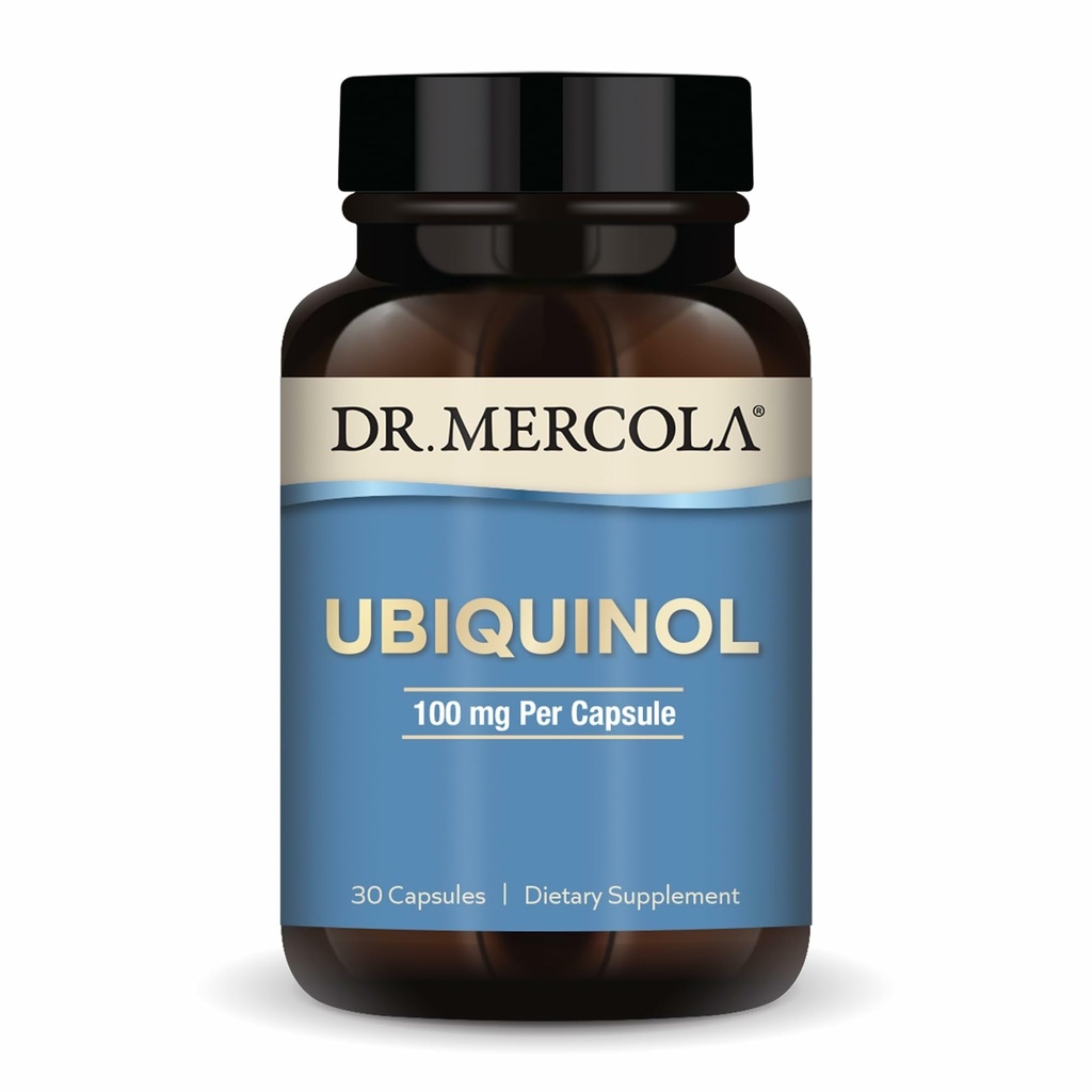 Dr. Mercola Ubiquinol - 100 mg Ubiquinol - Podporuje výrobu energie - Antioxidant Supplement - Non- GMO, Gluten- Free & Soy-Free - 30 Kapsle (30 Služeb)