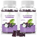 AFXMATE Sambucus Black Elderberry gumové se zinkem a vitamínem C pro dospělé Děti Imunitní podpora, Cukr zdarma 120 Počítání