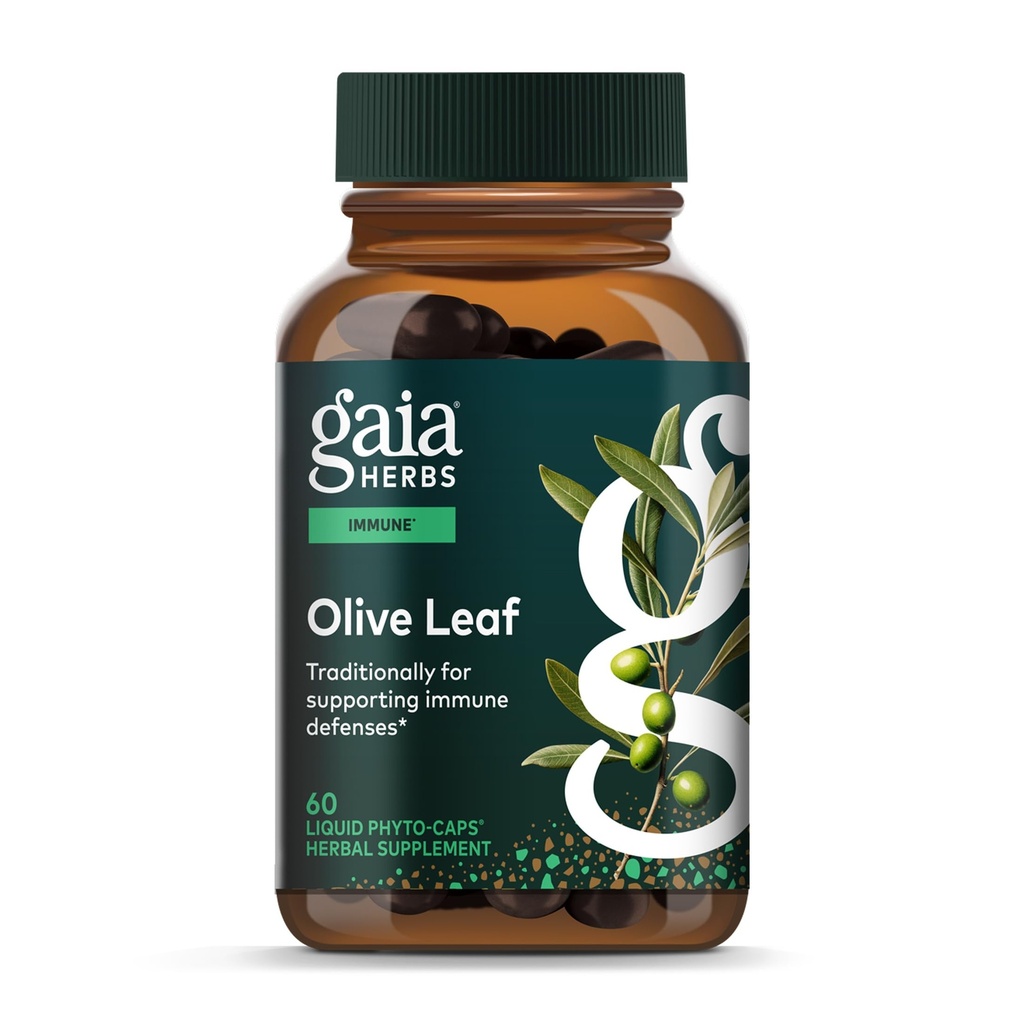 Gaia Herbs Olive Leaf - Tradiční imunitní podpora zdraví - doplněk imunitního systému s Olive Leaf Extract & Oleuropein * - 60 Vegan Liquid Phyto- Caps (30denní dodávka)