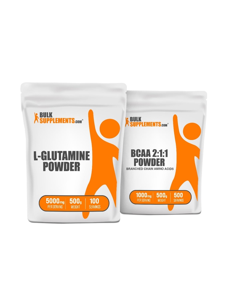 BulkSupplements L-glutamin 500g + BCAA 2: 1: 1 500g Bundle