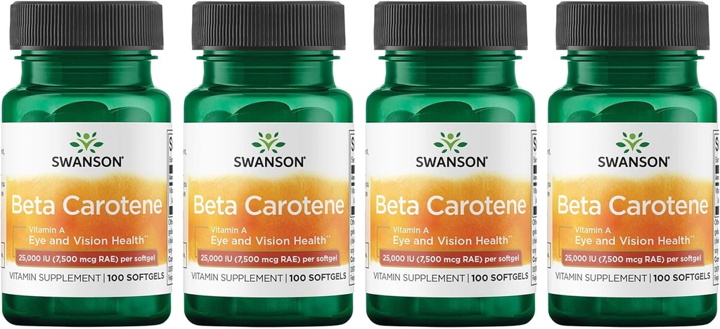 Swanson Beta- karoten (vitamin A) 25000 Iu (7500 mcg) 100 Sgels (4 balení)