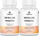 300 miliard CFU Probiotika - Probiotika pro ženy a muže, 12 Probiotických drážek Plus Prebiotic, Max Potenciál pro celkové trávicí & Gut zdraví, Imunitní podpora, Stabilní skladování - 120 Kapsle