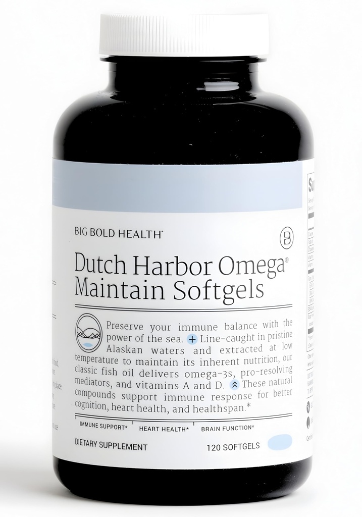 Big Bold Health Holandský Harbor Omega udržet Softgels - Premium Alaskan Cod Játra Oil (120 Počet) - Udržitelně sourced Omega33 dodatek s EPA, DHA, DPA - Přírodní vitaminy A & D - MSC Certified