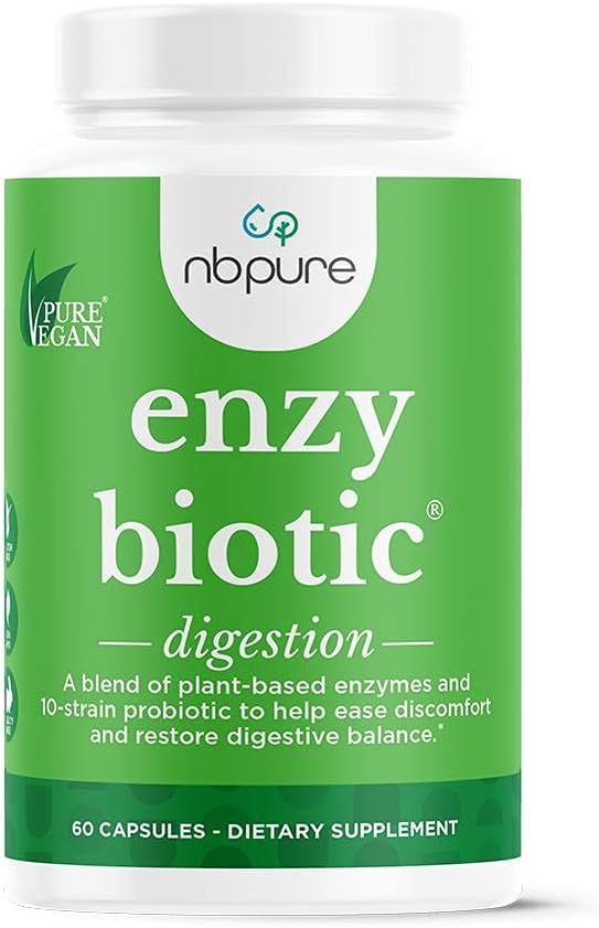 nbsure EnzyBiotic Digestive Enzymes with Probiotics and Prebiotics Supplement Blend, 60 Count