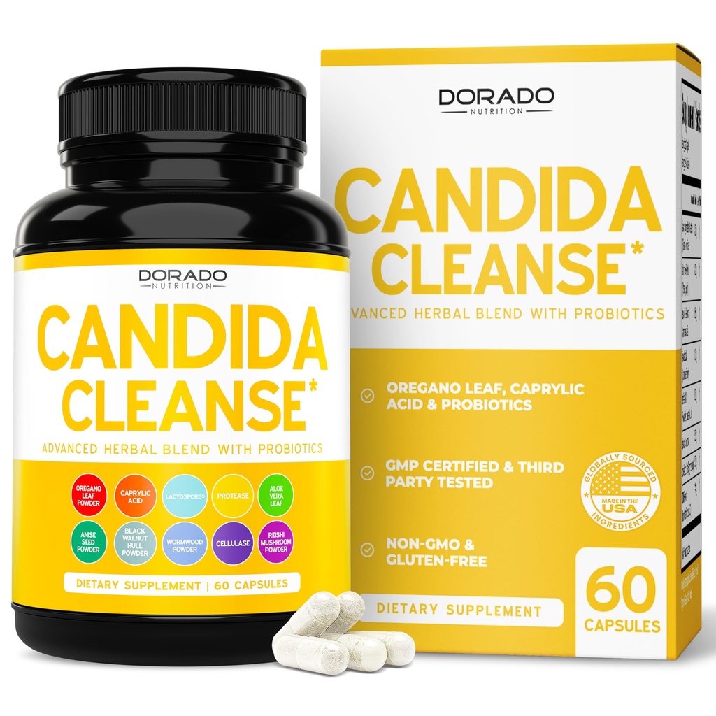 Candida Cleanse Detox (60 Počet) Advanced 11- in-1 Formule pro nadrůstovou léčbu s Candida Killer Complex pro muže a ženy - Třetí strana testováno - Made in USA