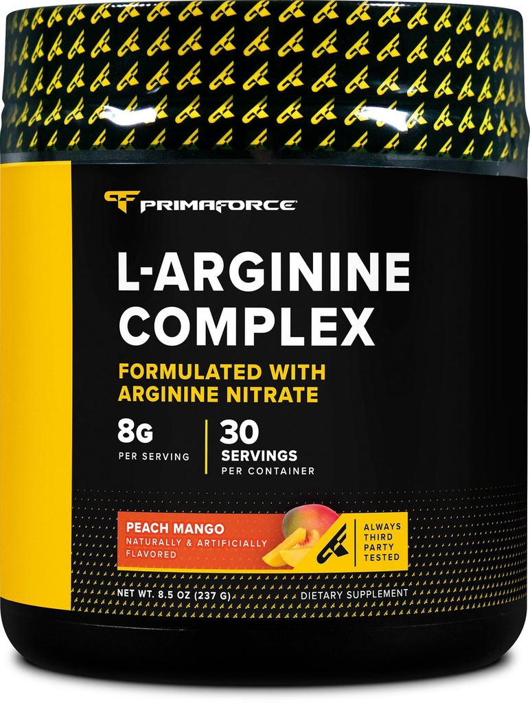 Primaforce L- arginin Complex Powder (30 Servings per bottle current 124; Peach Mango) Výkonný protein Stavební dodatek pro maximální zisk