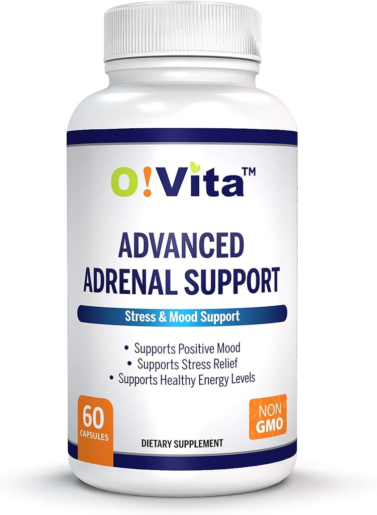 Advanced Adrenal Support with Ashwagandha, Panax Ginseng, Supports Adrenal Gland Health 2- Month Supply (60 Non- GMO Kapsle)