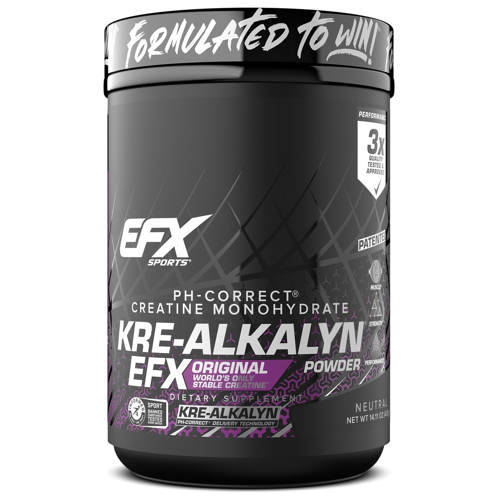 EFX Sports Kre-Alkalyn EFX Powder 124; pH korektní Creatin Monohydrát Prášek dodatek 124; Síla, růst svalů a výkon 124; 266 Sloužení (Neochucené)