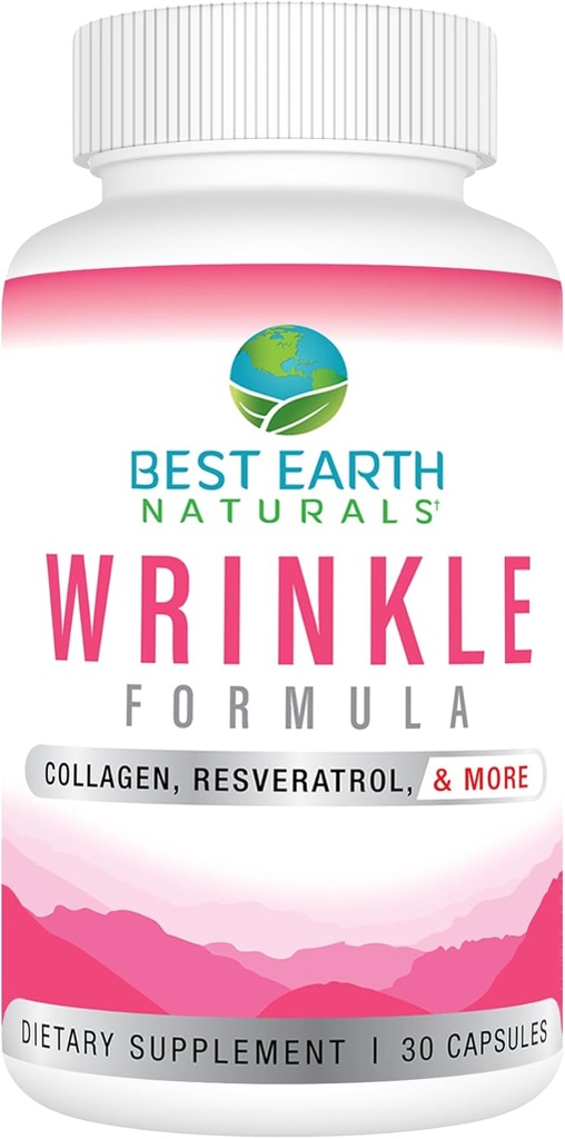Nejlepší Natural Země vrásky Formule s hyaluronickou kyselinou, Niacinamid, Multi vitamin, Kolagen pro ženy nebo muže - Kožní vitamíny doplněk -30 denní dodávky (30 Kapsle)