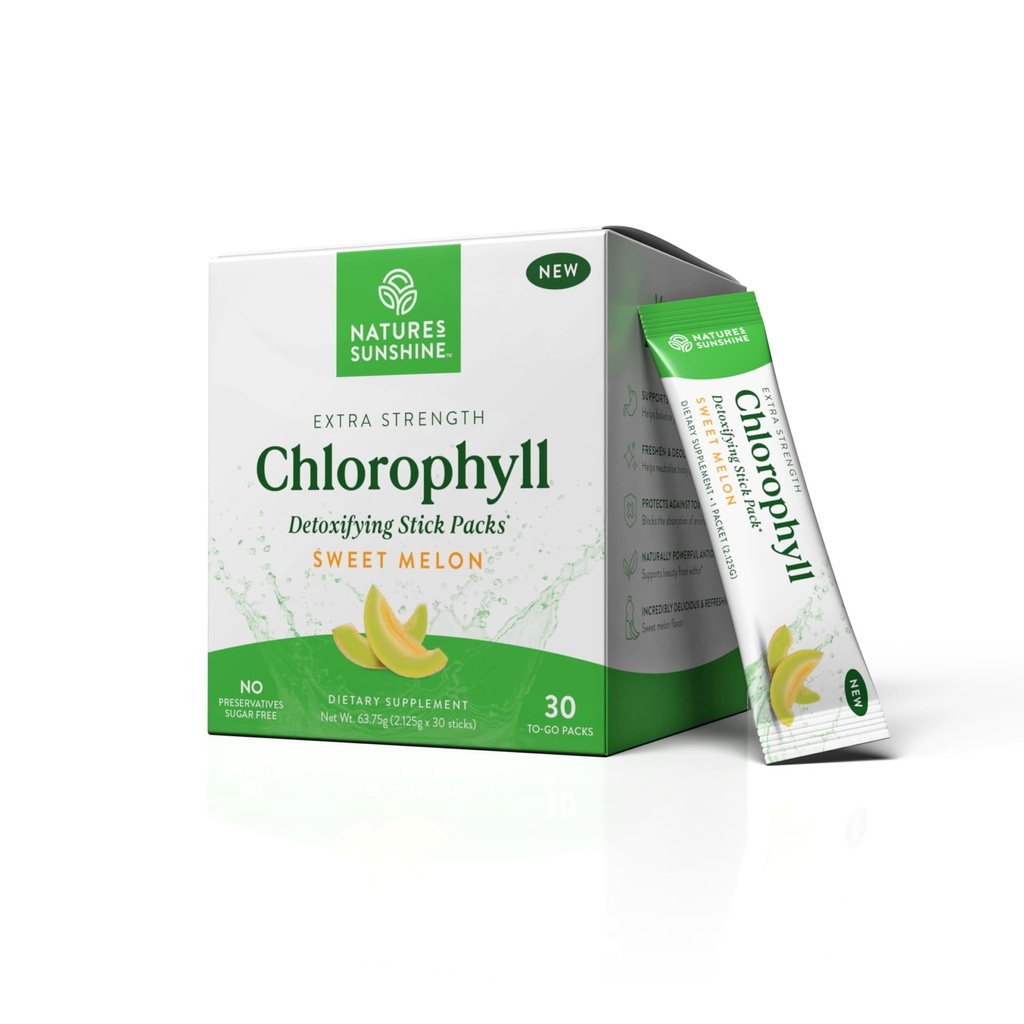 Přírodní Sunshine Chlorofyl Stick Packs: Supercharge vaše Detox a zvýšit Gut zdraví v pohodlné, Delicious Stick Packs (Sweet Melon)