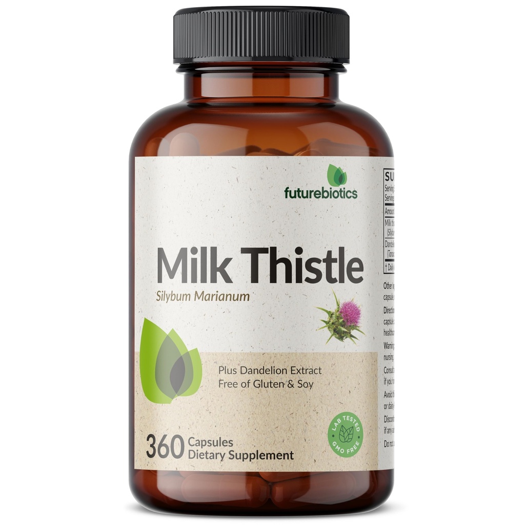 Futurebiotika Mléko Thistle Silymarin Marianum & Pampeliška Root Játra Podpora zdraví, Antioxidant Podpora, Detox, 360 Kapsle
