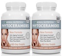 Phytoceramidy Rýže na základě Biotin Anti Aging dodatek, Wrinkle odstraňovač a obličeje Moisturizing s fytoceramidy vitamin A, C, D a E, dvě láhve balení, 120 kapsle 40 mg, gluten zdarma