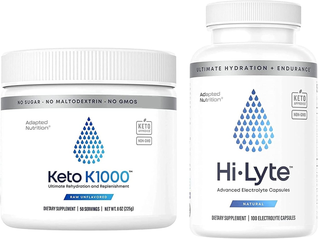 Hi- Lyte Keto K1000 Electrolyte Powder 124; Hydration Powder Drink Mix 124; Surová minerální aroma, No Stevia CU124; 50 Servings CU124; Plus Electrolyte Náhradní kapsle pro rychlou rehydrataci