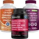 Ceylon Skořice (1pk), Fadogia Tongkat Ali (1pk), a Nitric Oxide (1pk) Doplněk Bundle - Potentní vitaminy pro srdce, energie, mužské Well- Bytí, & imunitní podpora - Non- GMO, Vegan, gluten- Free