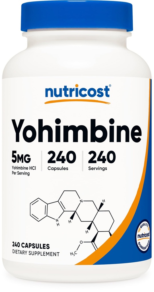 Nutricost Yohimbin HCl 5mg, 240 Kapsle Extra Strength - Gluten Free, Non- GMO