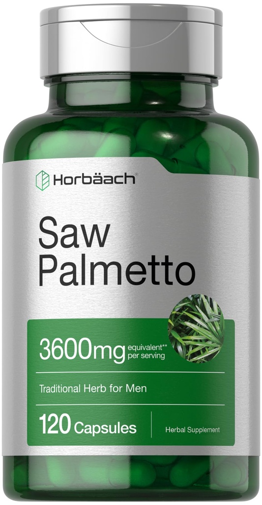 Horbäach Saw Palmetto Extract 124; 120 Kapsle 124; Non- GMO a gluten Free Formule 124; z Saw Palmetto Berries