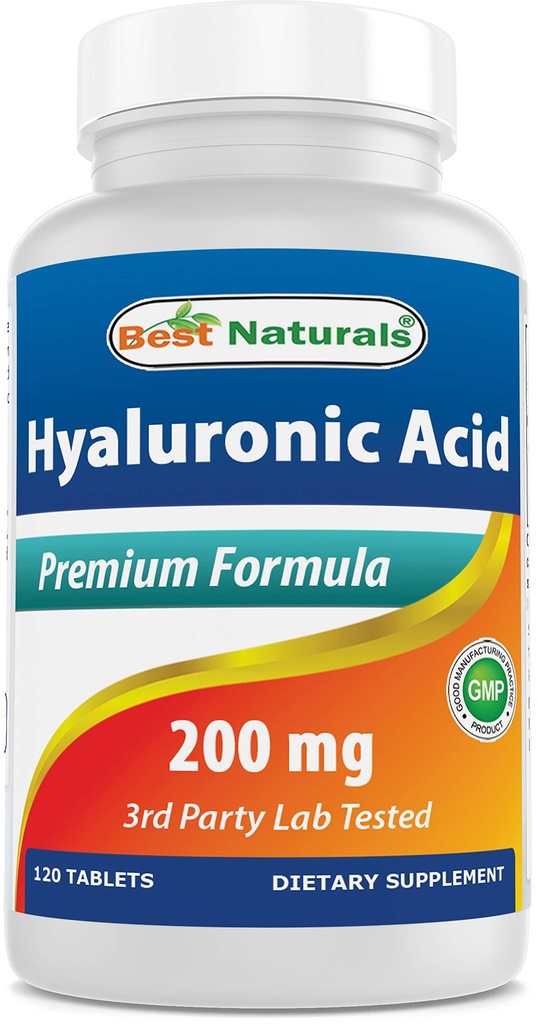 Nejlepší naturals Hyaluronic Acid 200 mg 120 tablet (Non- GMO, gluten zdarma) - Podporuje mladistvé zdravé kůže a zdravé společné funkce (120 Počet (balení po 1))