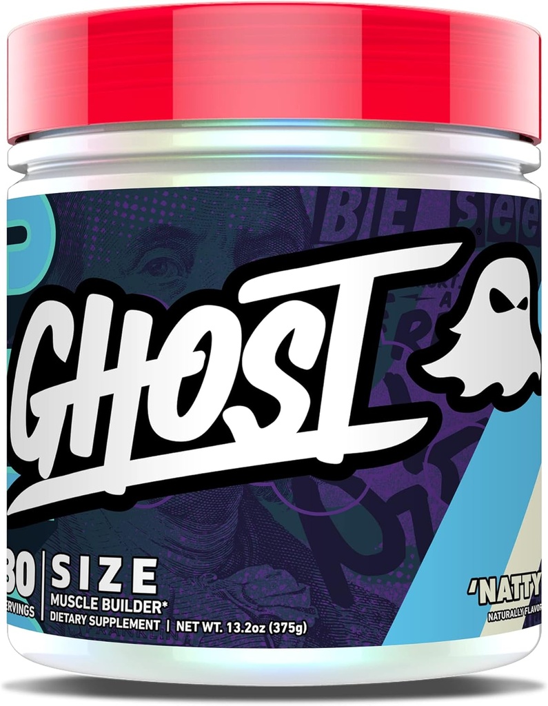GHOST Velikost budování svalů Dietní dodatek - Natty, 30 Služeb - Svalový růst a síla Stavební doplňky pro muže a ženy - Kreatin, Betaine & Beta- Alanin - Bez cukru & gluten, Vegan