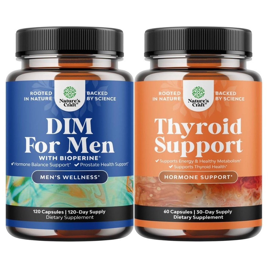Svazek DIM doplněk pro muže s Panax Ginseng Bioperin Grapeseed & Astragalus pro Prostate Health and Herbal Tyrosin Support Complex s L Tyrosin, Bladderwrack, Selen & Pure Ashwagandha