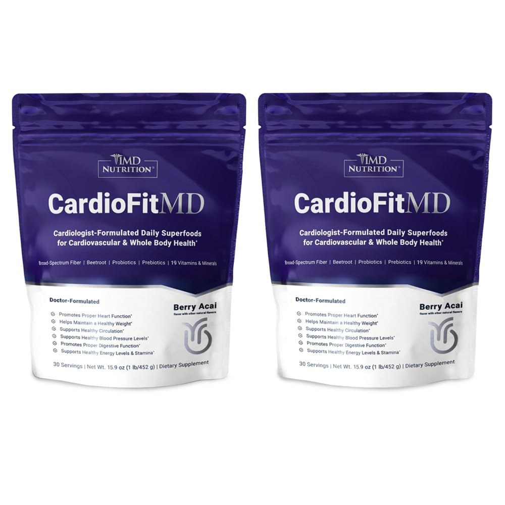 1MD Nutrition CardioFitMD - Vegan Beets Superfood Keto - Heart Health Powder - Doplněk k oxidu dusnatému - Kořen řepy pro zdravý krevní tlak a cirkulaci - High Fiber Drink - 30 dní (2- Pack)