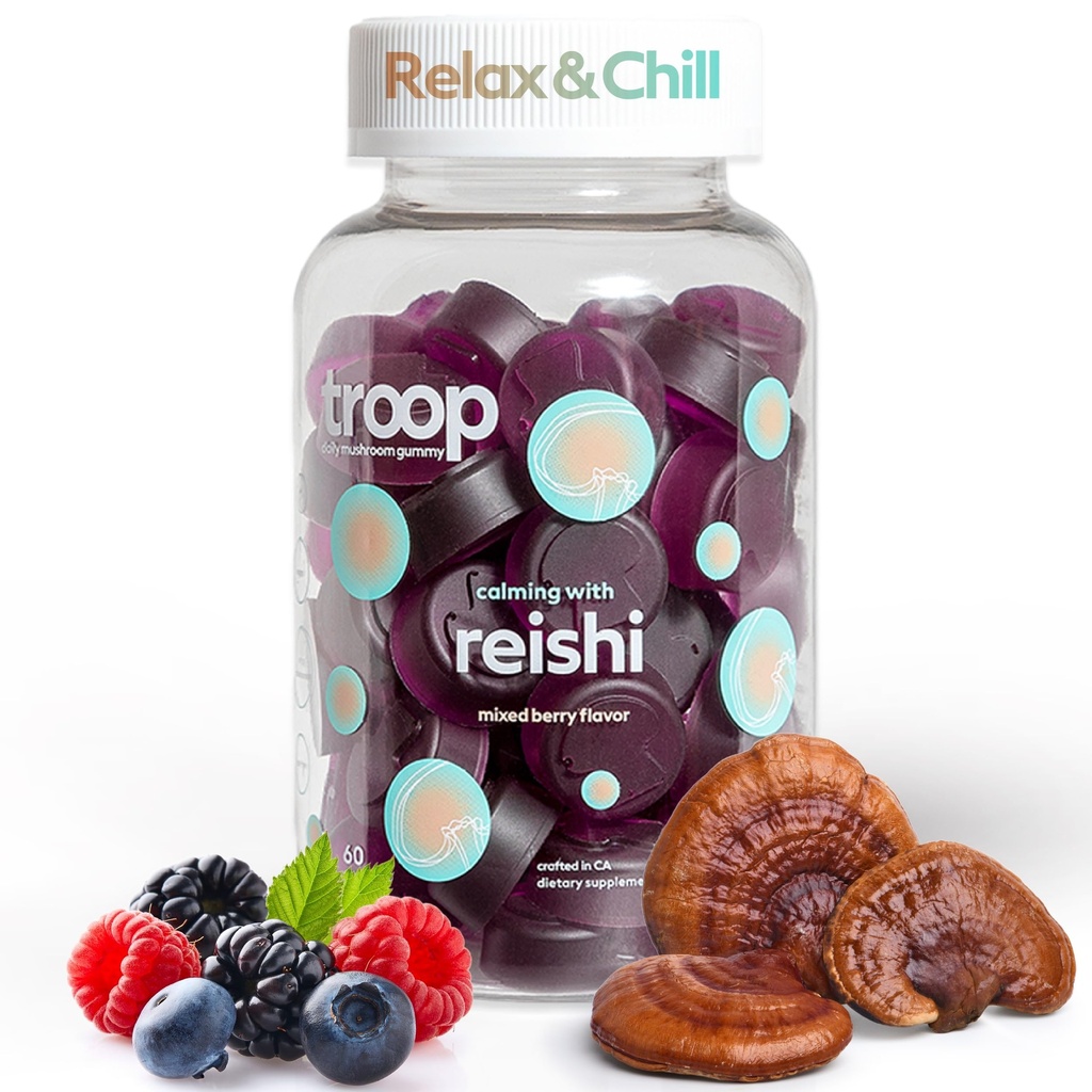 Jednotka Reishi Mushroom Gummies - Uklidňující gumy pro dospělé a děti - Focus Supplement for Stress, Relaxation, Imunitation Support - 4000mg Triple- Extraded Fruiting Body - Mixed Berry, 60 Count