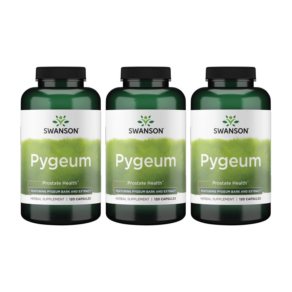Swanson Pygeum - Bylinný dodatek - Pánský doplněk zdraví - (120 Kapsle každý, 400 mg) 3 balení