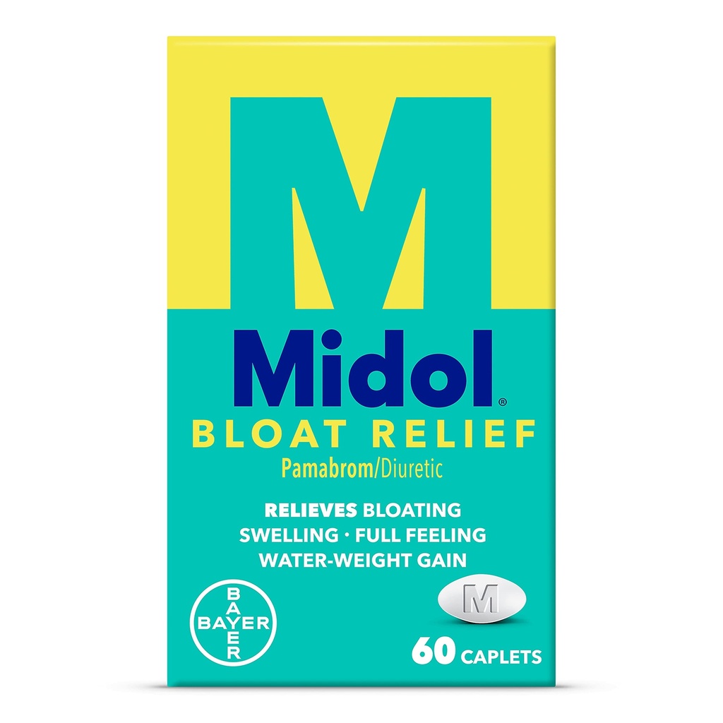 Midol Bloat Relief Caplet s Pamabrom, Relieve Bloating příznaky před a během vašeho období, poskytuje až 6 hodin úlevy pro ženy, 60 Počet