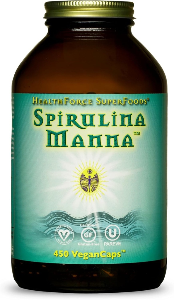 Zdravotní síla SuperFoods Spirulina Manna - Kapsle - 450 Vegan Kapsle