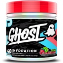Hydratace GHOST, Kiwi Strawberry, 40 Serv, Electrolyte Powder - Nápoj Mix s hořčík, draslík, vápník, vitamín C & Taurin pro energii a vytrvalost - Vegan, bez sóji, cukr & gluten