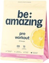 BE AMAZING Pre Workout Powder, Vegan dodatek s 125mg přírodní kofein, Ashwagandha a Adaptogens, Cukr zdarma nápoj mix pro muže a ženy, gluten zdarma, non GMO, Růžová limonáda, 30 Služení