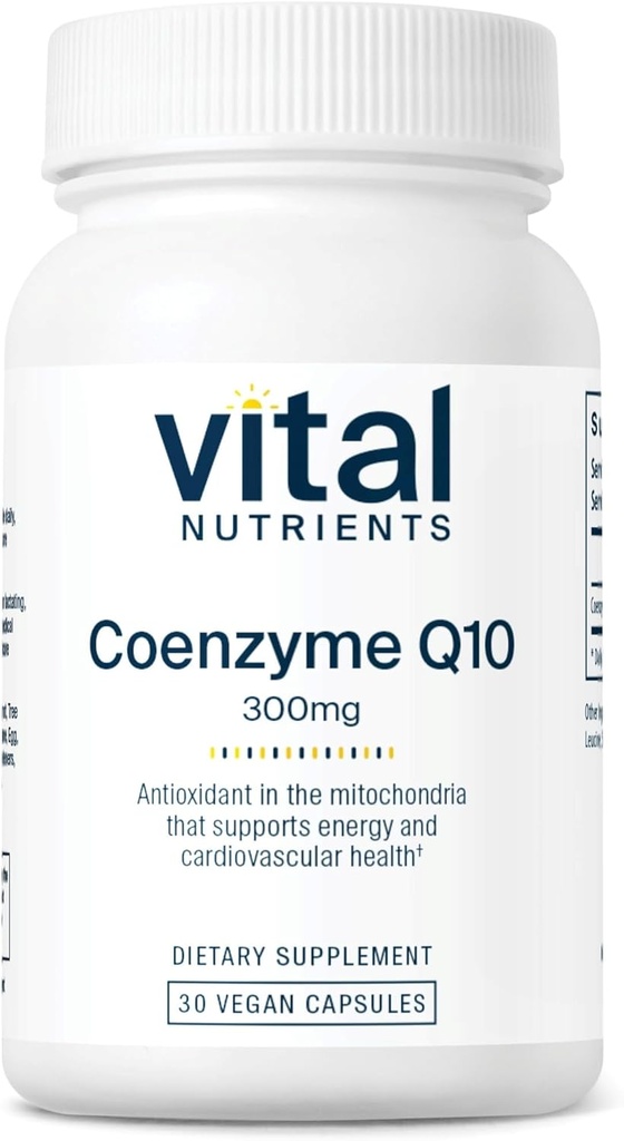 Vital Nutrients CoQ10 300mg CLAS124; Vegan Supplement CLAS124; Potenciální antioxidant Coenzyme Q10 na podporu srdečního zdraví a energetické hladiny * CLAS124; Gluten, mlékárna a sója zdarma CLAS124; Non- GMO CLAS124; 30 Kapsle
