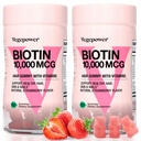 Biotin Gummies 10000mcg doplňky - s vitamínem C, A, D, B-komplex, folát, zinek pro ženy a dívky - Vegan Biotin růst vlasů Gummy pro zdravé vlasy a nehty, Non- GMO, Jahoda, 120 Medvěd