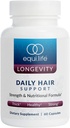 Equilife Denní Podpora vlasů, Vlasové doplňky s Biotin, Ashwagandha, Zinek, Selenium, a Saw Palmetto, Vitamíny a minerály pro vlasy a skalní nurition, gluten zdarma, 60 Kapsle