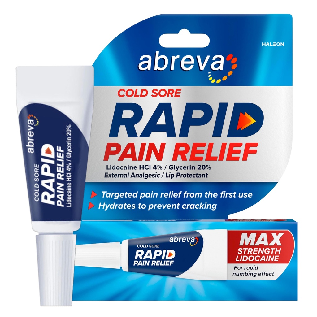 Abreva Cold Sore Léčba rychlé bolesti Relief Cream - 1 Tube, 3 Grams