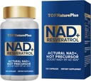 NAD + dodatek 1000 mg čisté organické látky, nejvyšší NAD + Resveratrol dodatek Max absorpce pro energii a opravy DNA, stárnutí obrany, podpora funkce mozku, 120 Kapsle