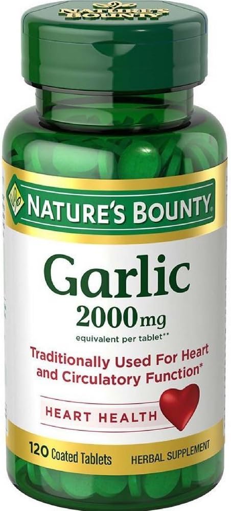 Priroda 's Bounty, (5 balení) Česnek, 2000 mg, 120 potahovaných tablet