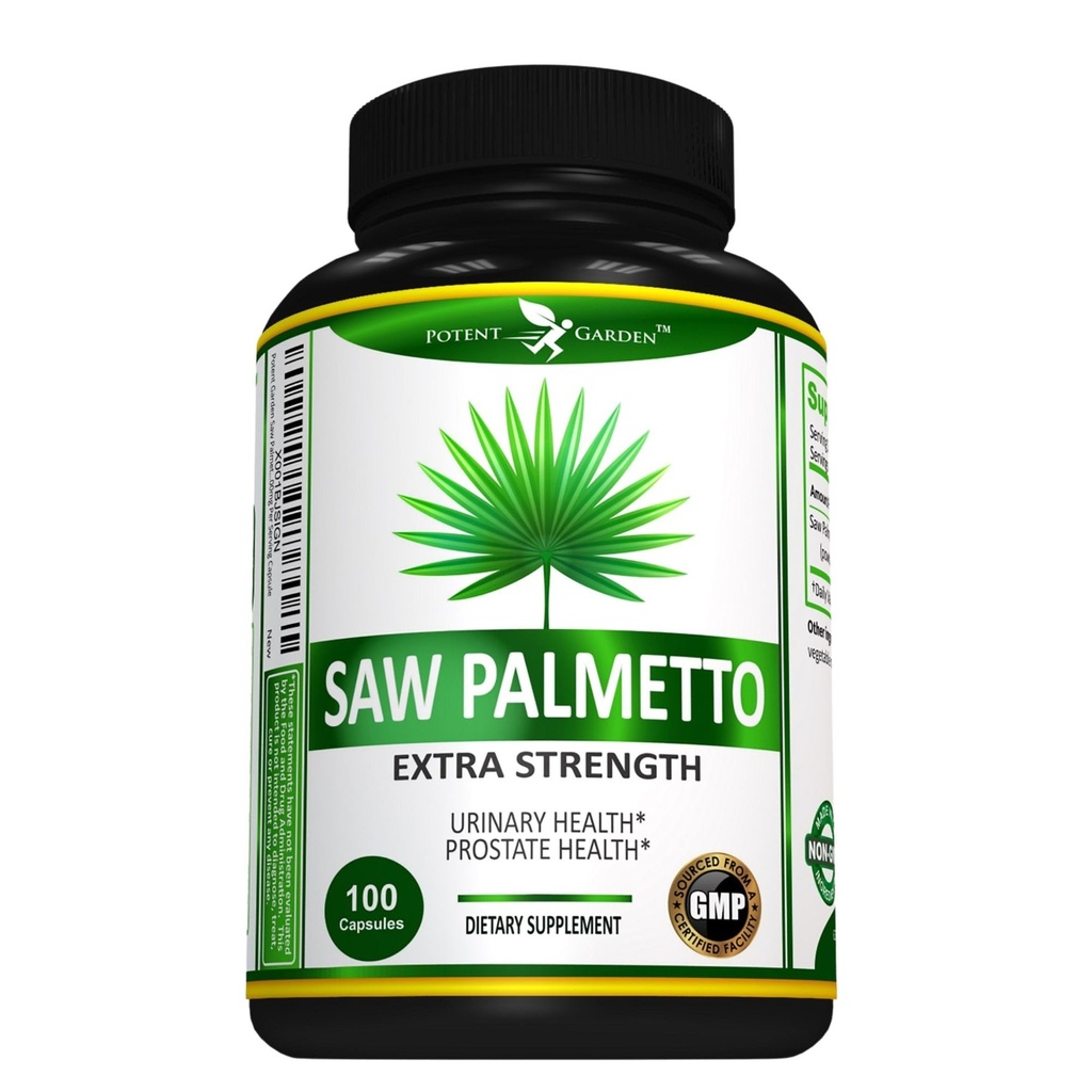 Potent Garden Saw Palmetto 500 mg - Prostata doplňky pro muže - Podporuje zdravé močení Frekvence & Flow - Non GMO, 100 Saw Palmetto Kapsle