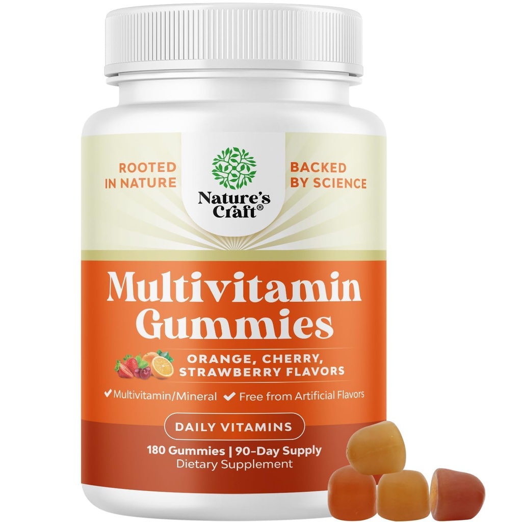 Potenciální denní multivitaminové gumy pro dospělé - Wellness směs vitaminu D A C E B12 zinek a biotin - Dospělý vitamin Gummy pro energetické a imunitní zdraví - Non- GMO gluten zdarma a Halal - 180 Gumy