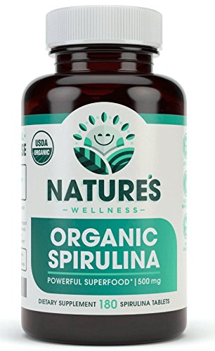 USDA Organic Spirulina Tablety - Non- GMO Green Superfood dodatek: 3000mg čerstvé modré zelené řasy, Vegan, gluten zdarma, udržitelně pěstované, Pesticidy zdarma a neozářené, 500mg na tabletu, 180"