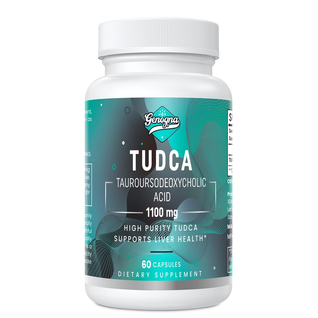 TUDCA 1100mg- Játra Supplement for Detox Cleanse, Water- Soluble Bile Salts with Strong Bitter Taste, 60 Vegan Kapsle, Non- GMO, Gluten- Free