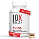 10X Zdravotní zaměření Rhoddiola Rosea - Mozkové doplňky pro paměť a soustředění - 60 Kapsle Focus Dodatek, Paměťový dodatek pro zdraví mozku s Ginkgo Biloba, Huperzine A - Ginkgo Biloba Kapsle