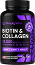 Biotin a kolagen doplňky s Keratin 25000 mcg - Vlasové kůže a nehty Vitaminy s kolagen Keratin B Komplex - Made in USA - Biotin pro růst vlasů ženy & muži Podpora kůže & nehty, 60 Kapsle