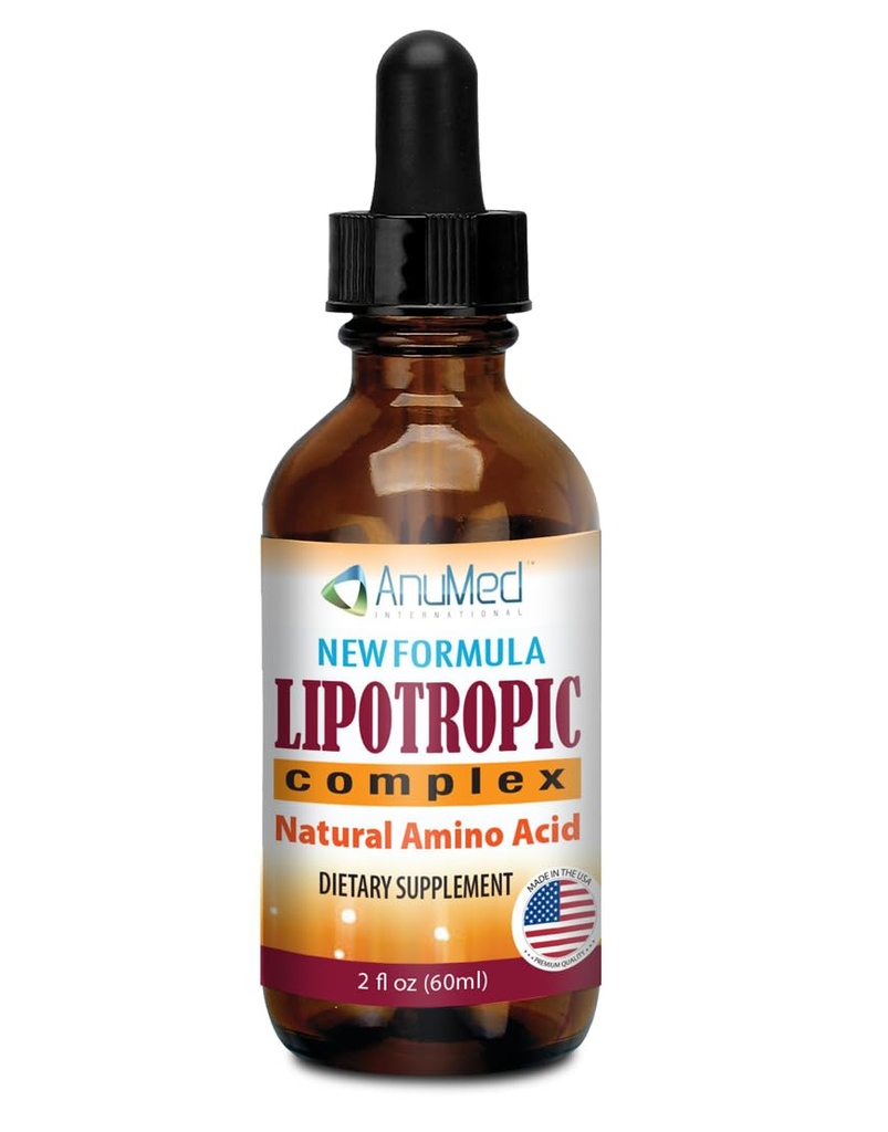 ANUMED - Lipotropické komplexní kapalné kapky s vitaminem B12, B6, kyselina listová, Cholin, Inositol pro zdraví jater, přírodní Cleanser, Detox + zvyšuje přírodní energetické hladiny. Vegan, Non- GMO, gluten- Free (2oz)