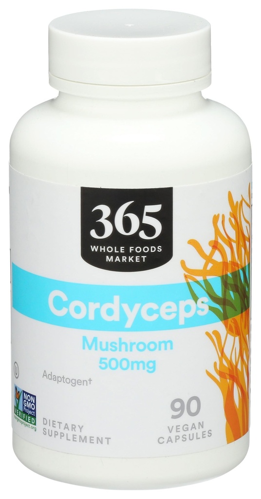 365 od Whole Foods Market, Cordyceps Houba Vegan Kapsle, 500mg, 90 Počet